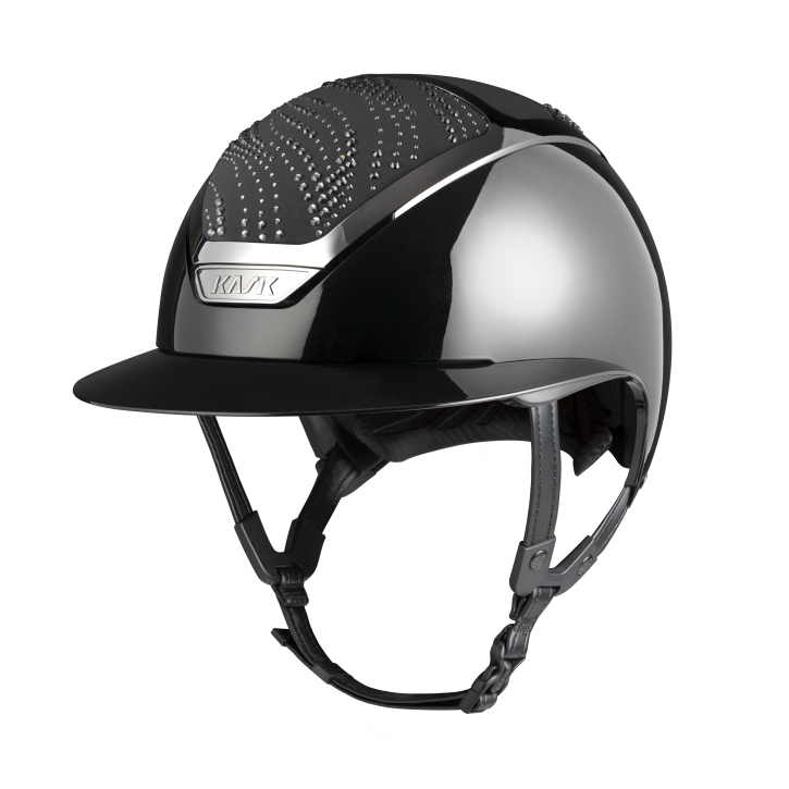 Kask Reithelm Star Lady Flow Crystals Pure Shine Schwarz Graphite