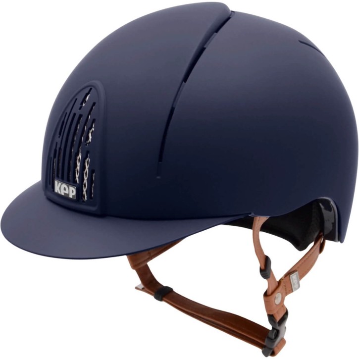 KEP Reithelm Cromo Smart m. Inlay blau matt / brauner Kinnriemen 62L