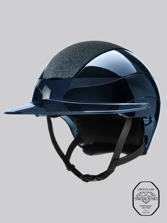 Equiline Reithelm Xanto Sonnen-Visier Blau Glänzend Top Swarovski