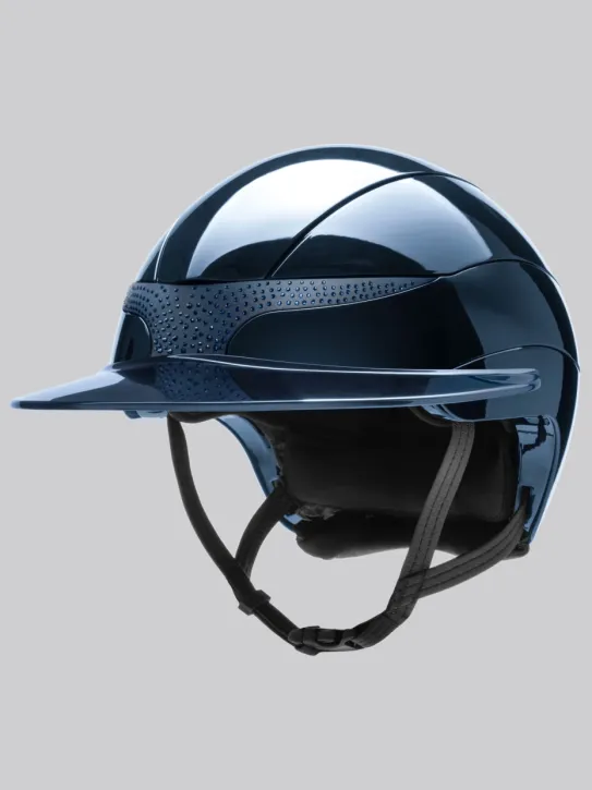 Equiline Reithelm Xanto Sonnen-Visier Blau Glänzend Swarovski-Steine