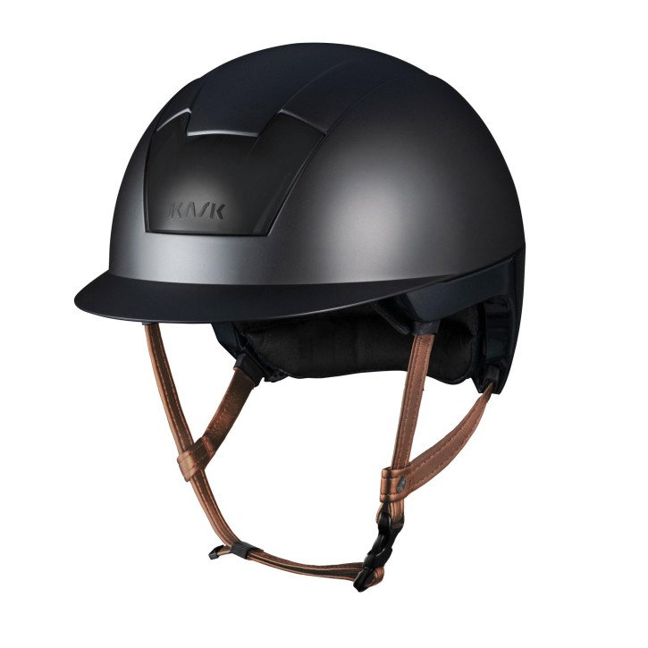 KASK Reithelm KOOKI m. Inlay Black Shadow Schwarz mit beigem Kinnriemen