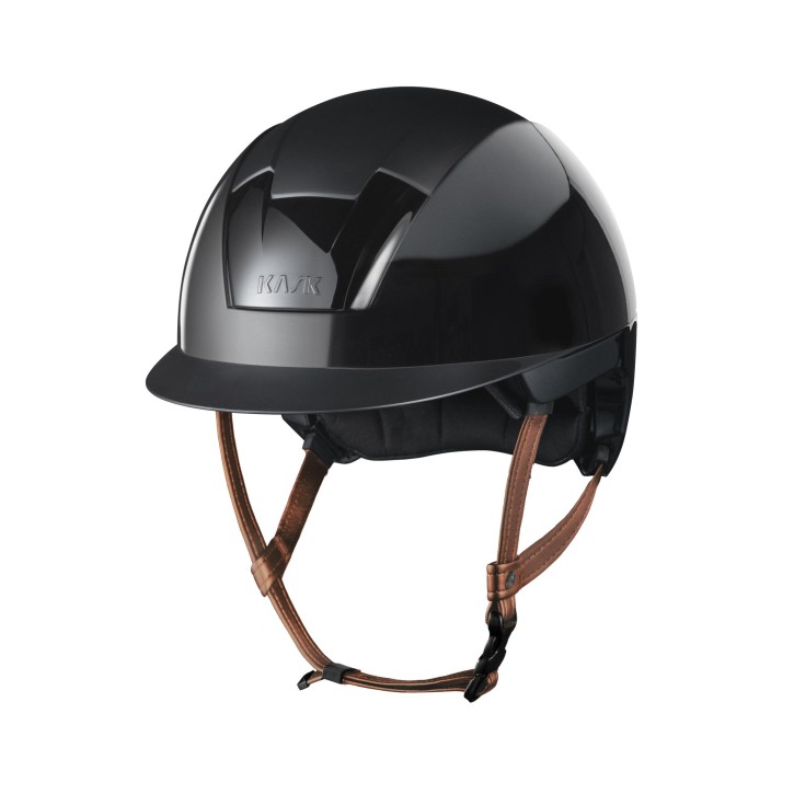KASK Reithelm KOOKI m. Inlay Glänzend Schwarz und Kinnriemen in Beige