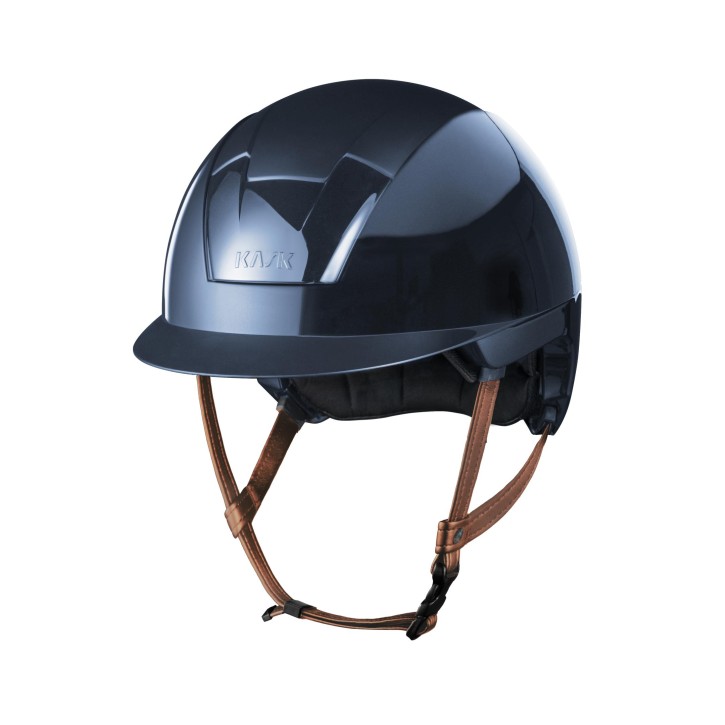 KASK Reithelm KOOKI m. Inlay Glänzend Navy und Kinnriemen in Beige