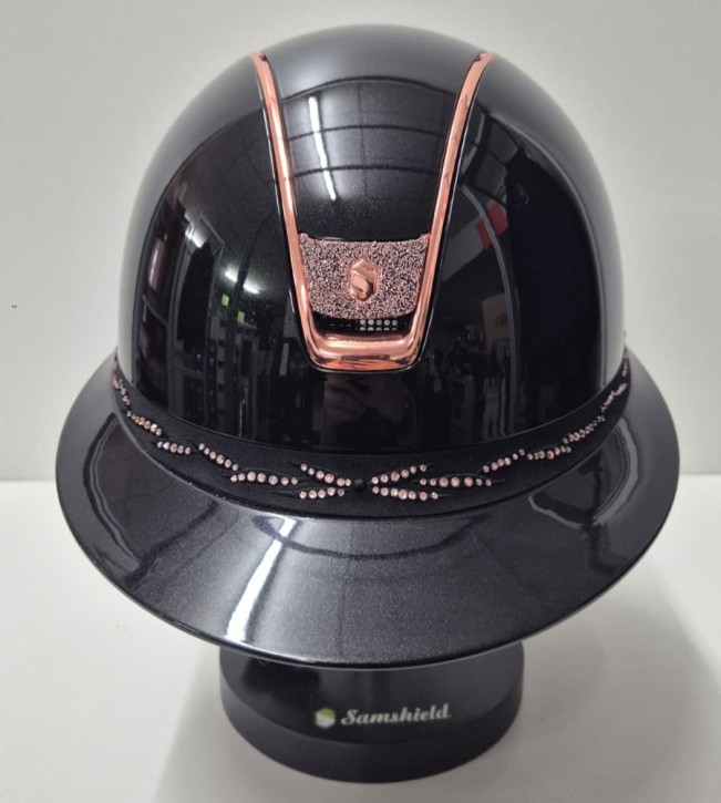 Samshield Miss Shield Shadowglossy 2.0 Schwarz – Flower Swarovski & Crystal Fabric pink gold