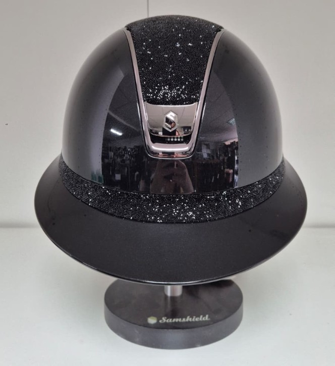 Miss Shield Shadowglossy 2.0 Schwarz – Ultra Fine Rocks Helm mit Chrome Black Trim