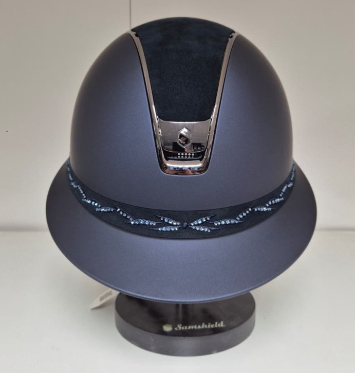 Samshield Miss Shadowmatt 2.0 blau Konfiguration Top Alcantara, Front Flower Swarovski, 5 Swarovskis