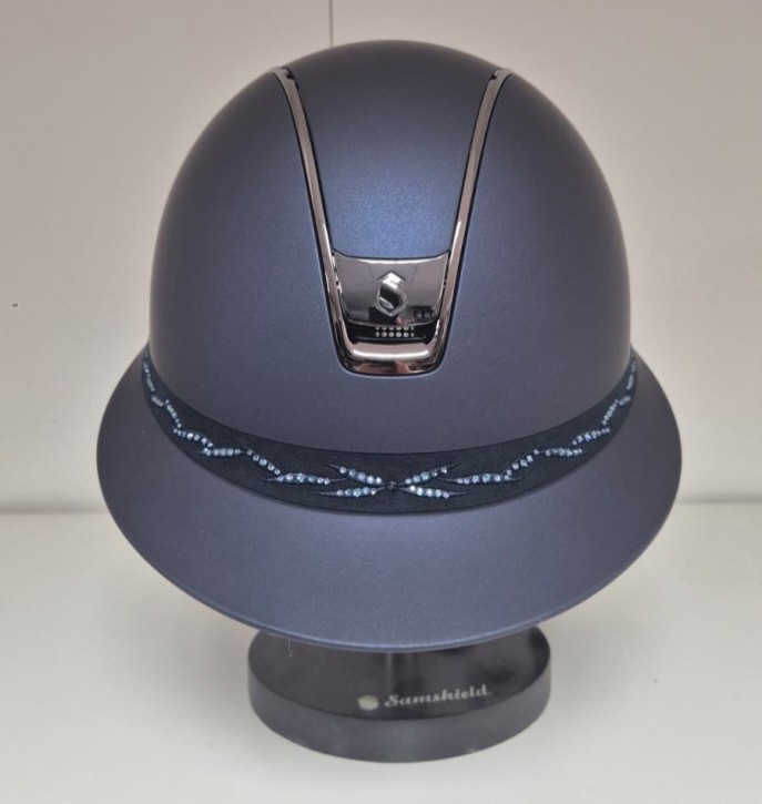 Samshield Miss Shield Shadowmatt 2.0 Blau – Reithelm mit Flower Swarovski Frontalband