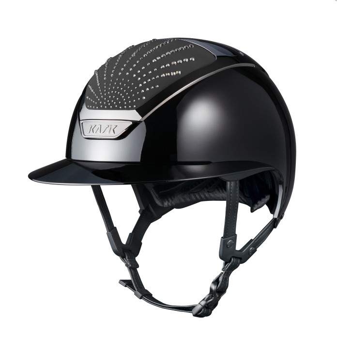 Kask Reithelm Star Lady Origin Crystals Pure Shine Schwarz Graphite