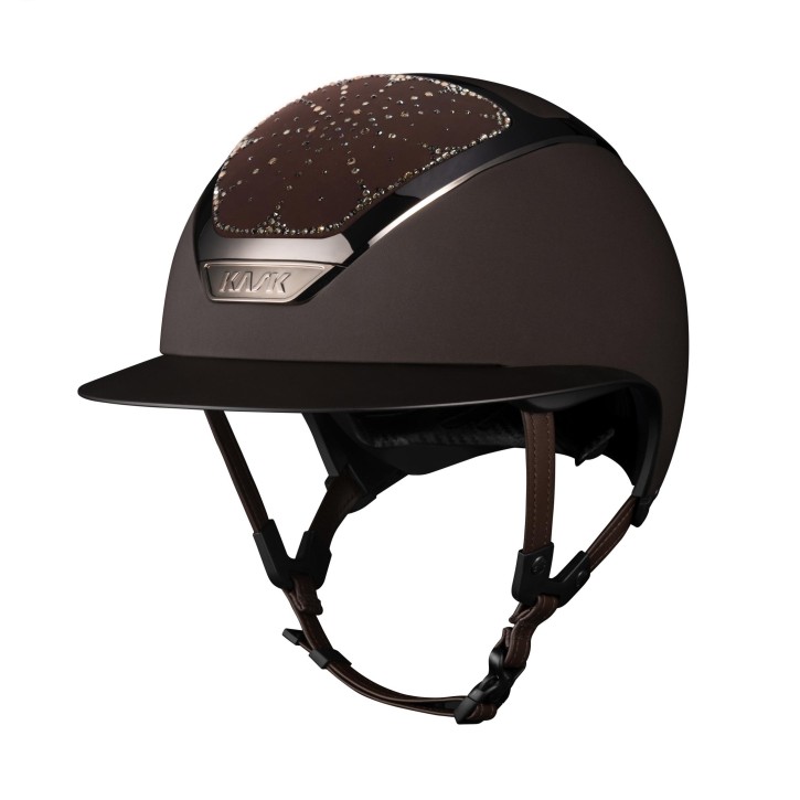 Kask Star Lady Chrome Braun Crystals Riviera Swarovski® Greige – Luxuriöser Damen Reithelm