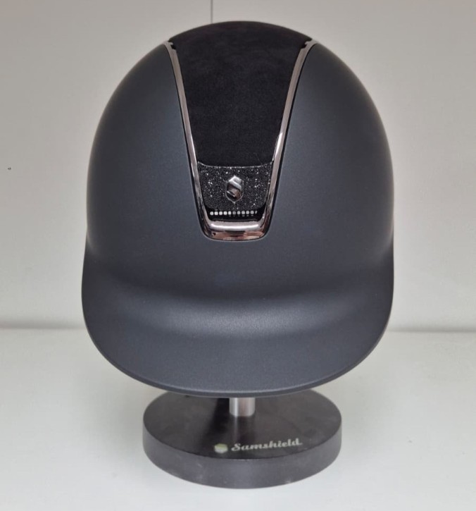 Shadowmatt 2.0 Reithelm Schwarz – Luxuriöses Crystal Fabric Black mit Alcantara