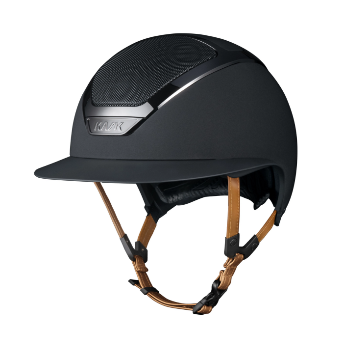 Kask Reithelm Star Lady Chrome Schwarz beige Kinnriemen