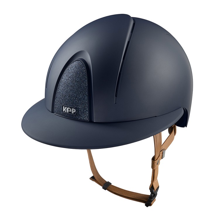 KEP Smart NOVA Polo Star Reithelm blau matt / beiger Kinnriemen