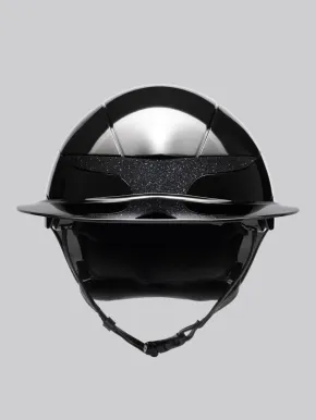 Equiline Reithelm Xanto Sonnen-Visier Schwarz Glänzend Front Swarovski